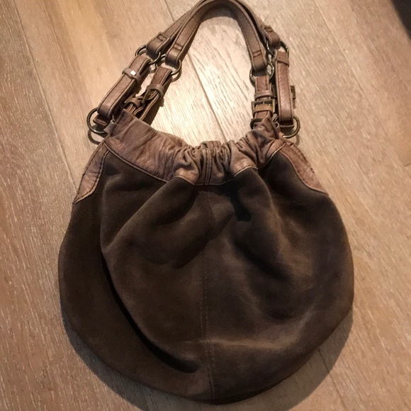 Fossil vintage suede & leather bag elastic opening - Picture 1 of 6